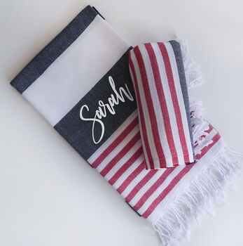 Personalised Beach Towel And Leather Strap, 4 of 12