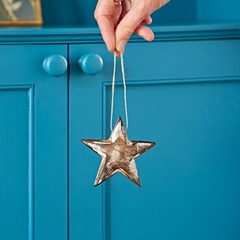 Hand Carved Wooden Heart And Star Decorations, 3 of 7