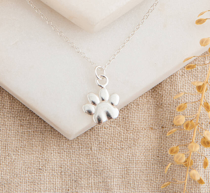 Engraved Paw Print Necklace in Sterling Silver – Upload Your Own Image! -  House of Alyssa Smith