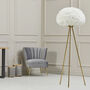 Tripod Floor Lamp With Feather Shade, thumbnail 3 of 3