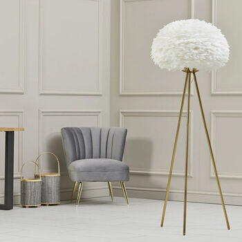 Tripod Floor Lamp With Feather Shade, 3 of 3