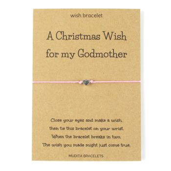 Christmas Wish For My Godmother Heart Charm Bracelet, 3 of 4