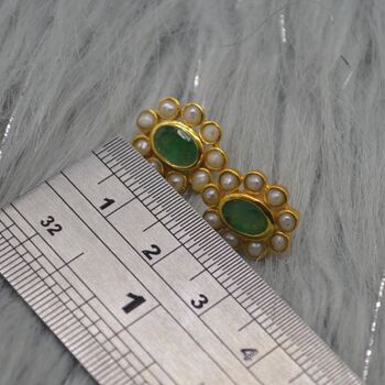 Pearl, Emerald Stud Earrings, 6 of 6