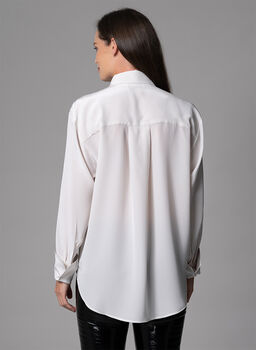 Sheena Oyster Oversized Silk Crepe De Chine Blouse, 2 of 4