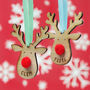 Personalised Wooden Rudolph Christmas Tree Decoration, thumbnail 2 of 2