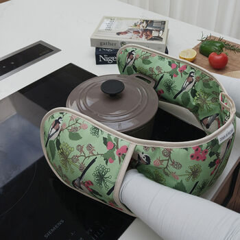 Green Double Oven Gloves With Birds, 2 of 6