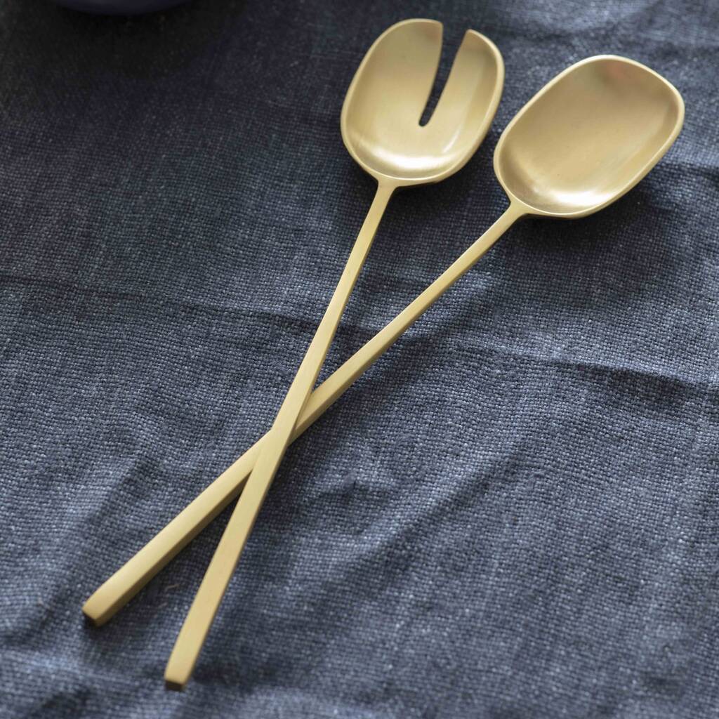 brushed brass serving spoons by the forest & co