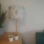 Duck Egg Blue Ikat Print Handmade Lampshade Blue And Grey Tones Table Floor Or Ceiling Pendant, thumbnail 1 of 6