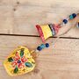 Hand Painted Mustard Yellow Long Hanging Bell Windchime, thumbnail 3 of 9
