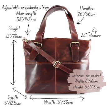 Large Brown Leather Buckle Tote Bag, 5 of 5