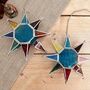 Hanging Moroccan Star Tea Light Candle Holder In Blue, thumbnail 5 of 9