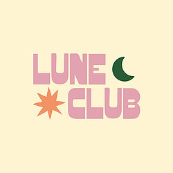 lune club logo with a moon above the text 'lune club'