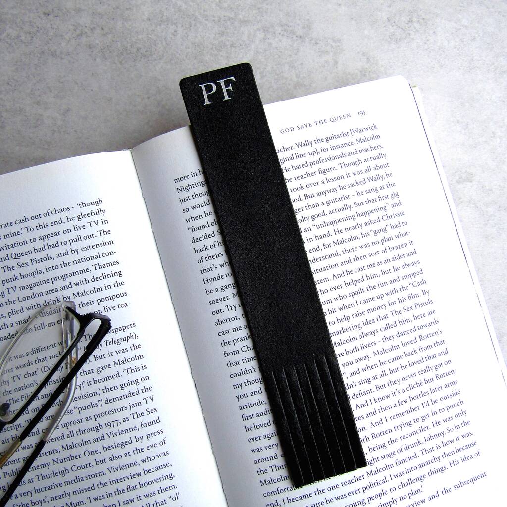 Handmade Personalised Fringe Leather Bookmark, 1 of 5