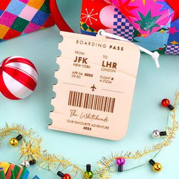 Personalised Boarding Pass Christmas Bauble, 2 of 4