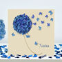 Nana Birthday Butterfly Blue Hydrangea Butterflies Card, thumbnail 1 of 12