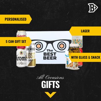 Premium Craft Beer Gift Set With Glass And Snack Five Cans, 2 of 5