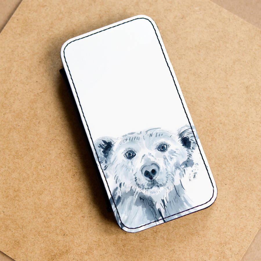 inky polar bear flip phone case by kate moby | notonthehighstreet.com