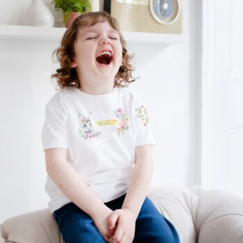 Woodland Bunny Rabbit T Shirt, Personalised With Name, 3 of 4