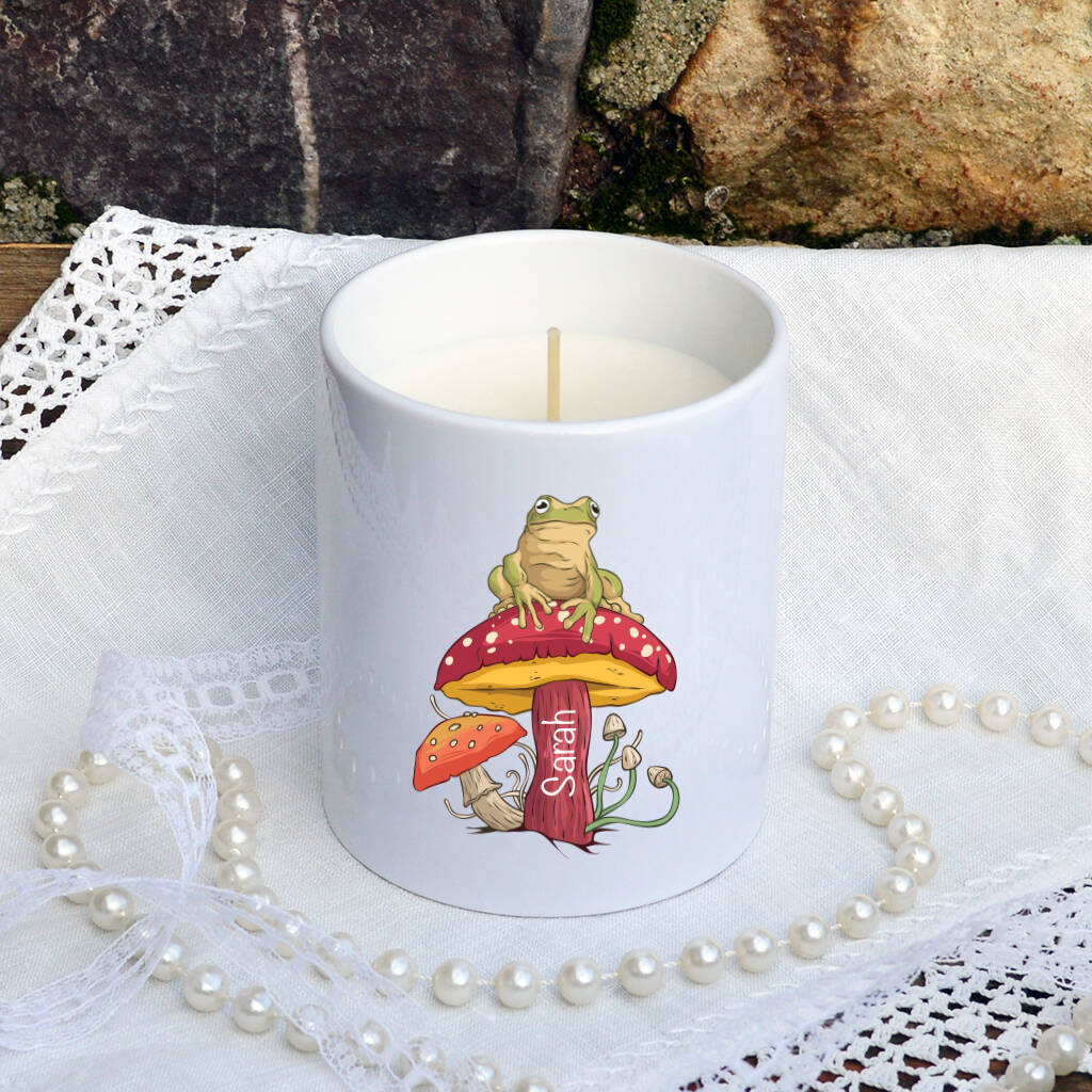 Personalised Frog And Toadstool Candle By Andrea Fays