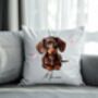 Personalised Chocolate Dachshund Hearts Cushion Cover Gift, thumbnail 1 of 2