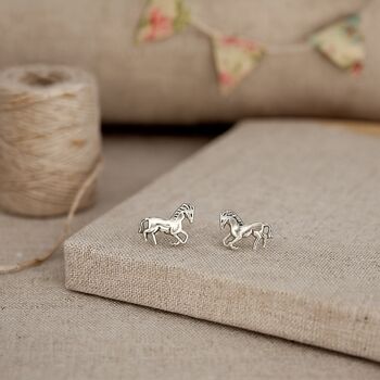 Sterling Silver Horse Stud Earrings, 5 of 8