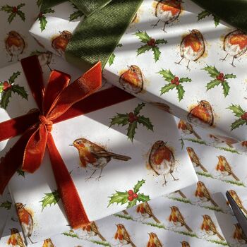 Robin Christmas Wrapping Paper, Gift Wrap, 3 of 10
