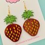 Large Strawberry Glitter Earrings, thumbnail 2 of 2