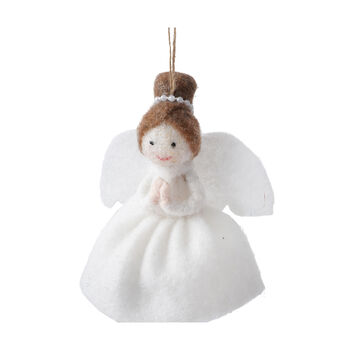 Brown Haired Felt Angel Hanging Decoration, 3 of 4