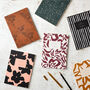 A5 Layflat Notebook In Floral Black And Tan, thumbnail 3 of 3