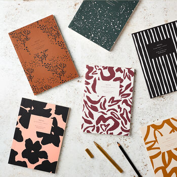 A5 Layflat Notebook In Floral Black And Tan, 3 of 3