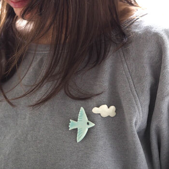Porcelain Bird And Cloud Brooches, 8 of 12