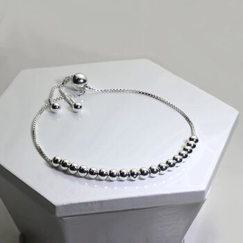 Sterling Silver Box Chain And Large Bead Chain Bracelet, 3 of 7