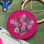 Bright Pink Floral Embroidery Kit, thumbnail 1 of 5