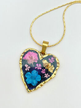 Gothic Heart Necklace With Flowers In Black Lacquer, 7 of 12