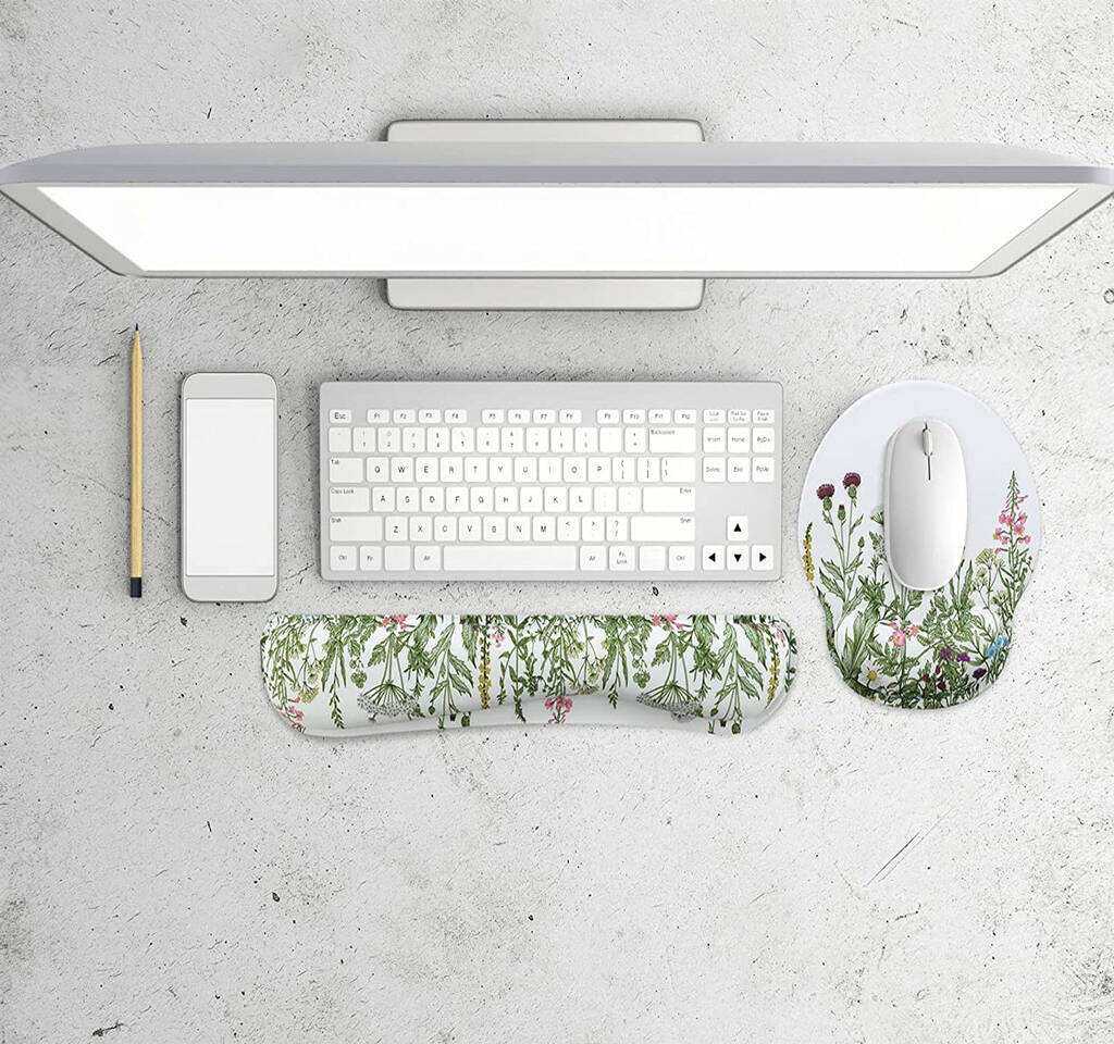 Set Of Two Keyboard Rest And Mouse Mat Flowers, 1 of 6
