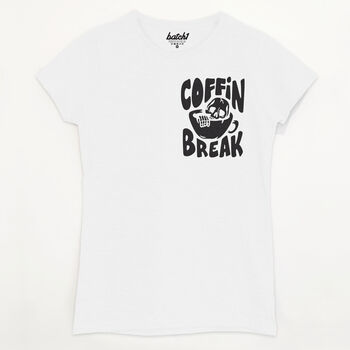 Coffin Break Women's Halloween T Shirt, 3 of 10