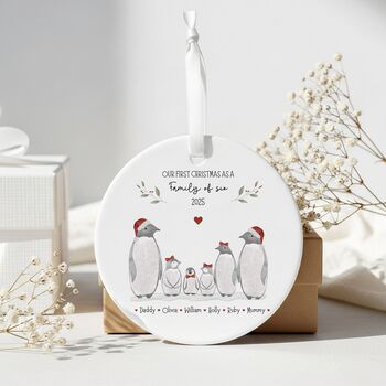 Personalised Family Christmas Penguin Bauble, 9 of 9