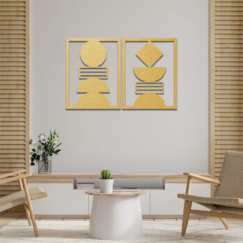 Minimalist Geometric Wooden Wall Art Abstract Duo, 10 of 12