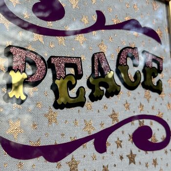 'Peace' Gold Leaf Circus Style Lettering Artwork, 2 of 9