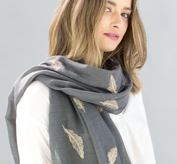 Personalised Or Printed Black /Grey Gold Feather Scarf, 4 of 9