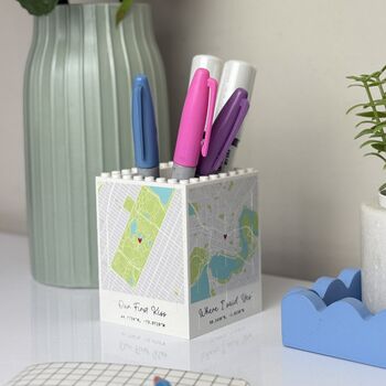 Personalised Map Lego® Brick Buildable Pencil Pot Desk Tidy, 2 of 2