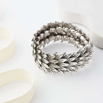 Antique Finish Overlapping Leaf Bracelet, 2 of 6