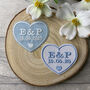 Something Blue Personalised Initials And Date Heart Embroidered Cloth Patch, thumbnail 2 of 3