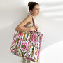 Pink And White Ikat Design Large Quilted Shoulder Bag, thumbnail 1 of 6