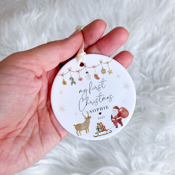 First Christmas Ceramic Ornament Keepsake Decoration Gift, 4 of 7