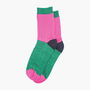 Glitter Mid Calf Ribbed Cotton Boot Socks Colour Block Pink Green, thumbnail 2 of 4
