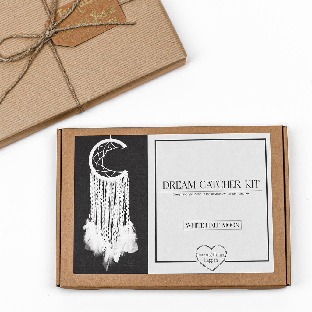 Image of Make Your Own White Half Moon Dream Catcher Craft Kit