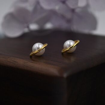 Sterling Silver Mother Of Pearl Planet Stud Earrings, 7 of 12