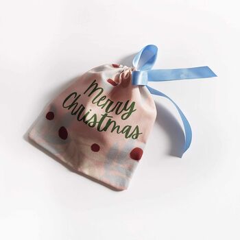 Pink/Blue Mistletoe Organic Cotton Christmas Pouch, 4 of 8