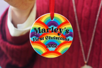 Baby's First Christmas Decoration 'Rainbow Pattern', 2 of 3